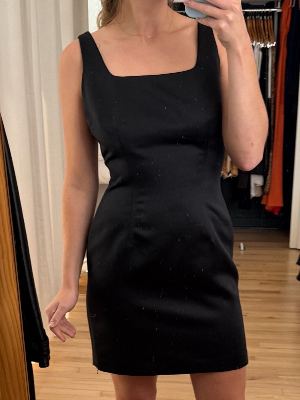 Vintage Ann Taylor Black Square-Neck Mini Sheath Dress